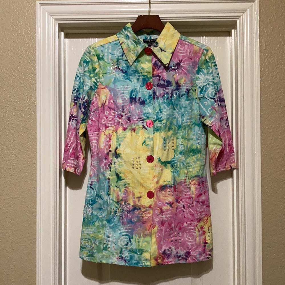 Floral Spring jacket Blazer Artwear Colorful Embellished